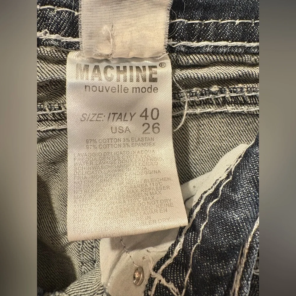 Machine Distressed Blue Jeans - Picture 4 of 5